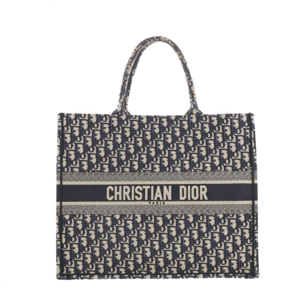 Christian Dior Oblique Book Tote blue multicolor embroidered monogram